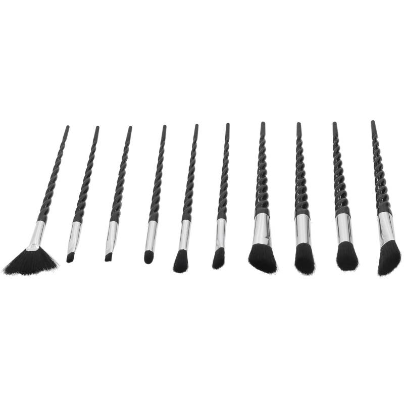 10 Stück Schwarzer Spiralgriff Make-up Pinsel Set Kosmetik Puder Lidschatten Pinsel Werkzeug von Joom DACH