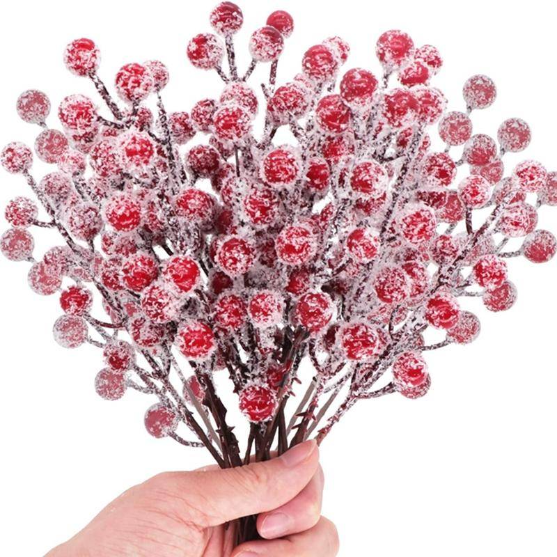 10 Stück Weihnachtsdekoration Schneeflocke Rote Beerenzweig Weihnachtsbaum Anhänger für Heimdeko Weihnachten Neujahr 2025 Geschenk Zubehör 10Pcs rot von Joom DACH