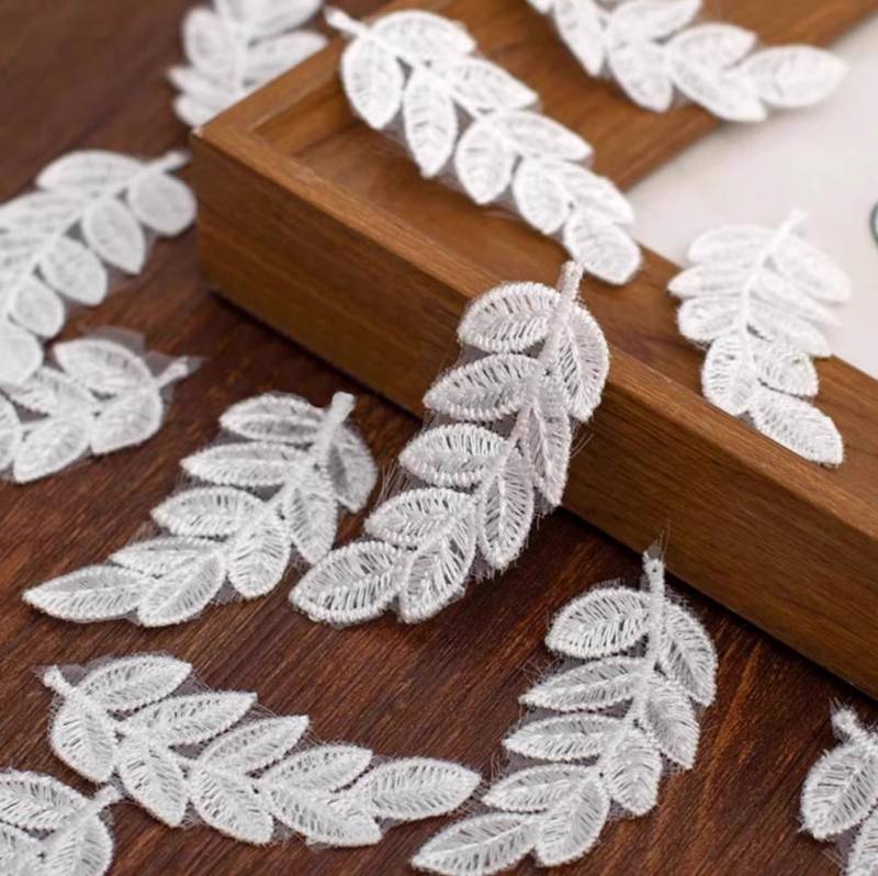 10 Stück Weißes Blattspitzenbesatz Patch Reparatur Hochzeitskleid Dekoration DlY Nähdekoration Zubehör von Joom DACH