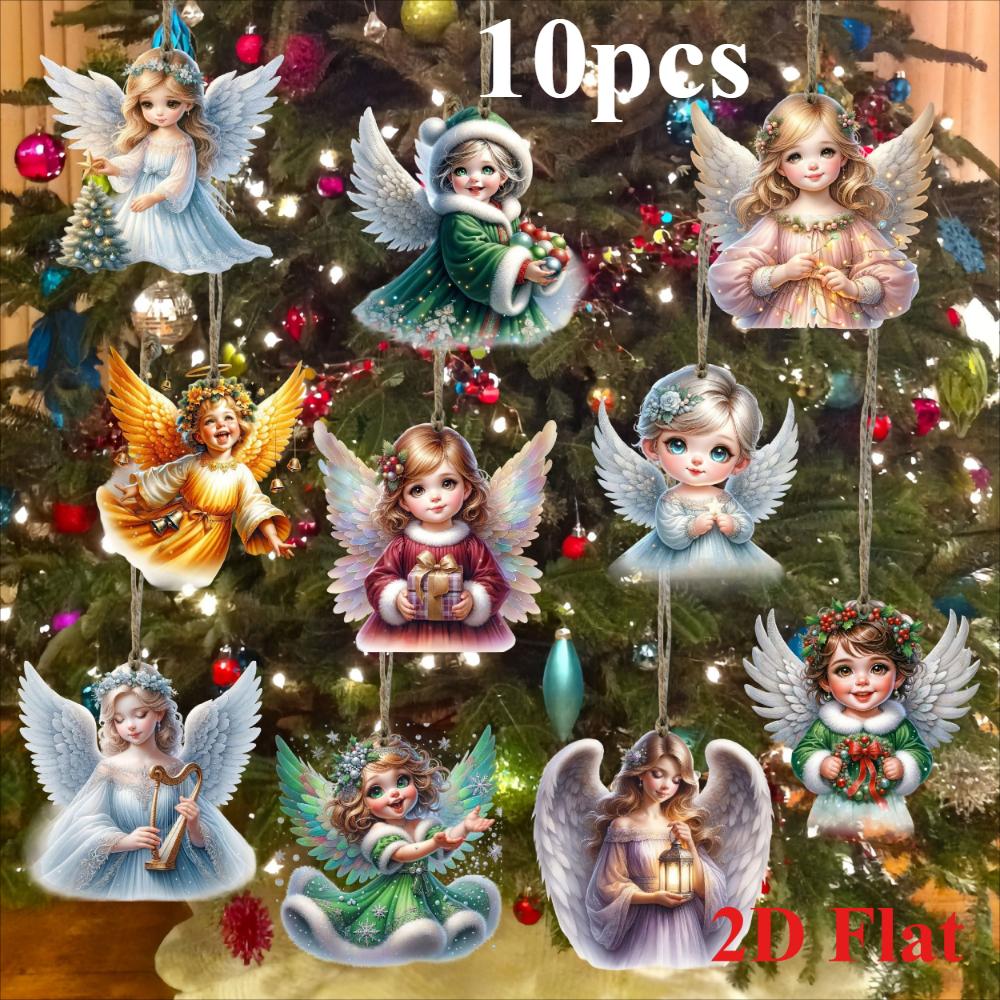 10 Stück handgefertigte Acryl Weihnachtsengel Ornamente mit Schnur - Weihnachtsbaumschmuck 10 pieces of angels von Joom DACH