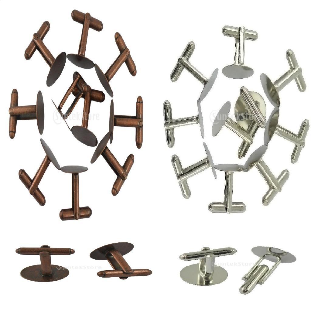 10 Stück leere Fassung Basis Pad Manschettenknöpfe DIY Hochzeit formelle Manschettenknöpfe Silber silber von Joom DACH