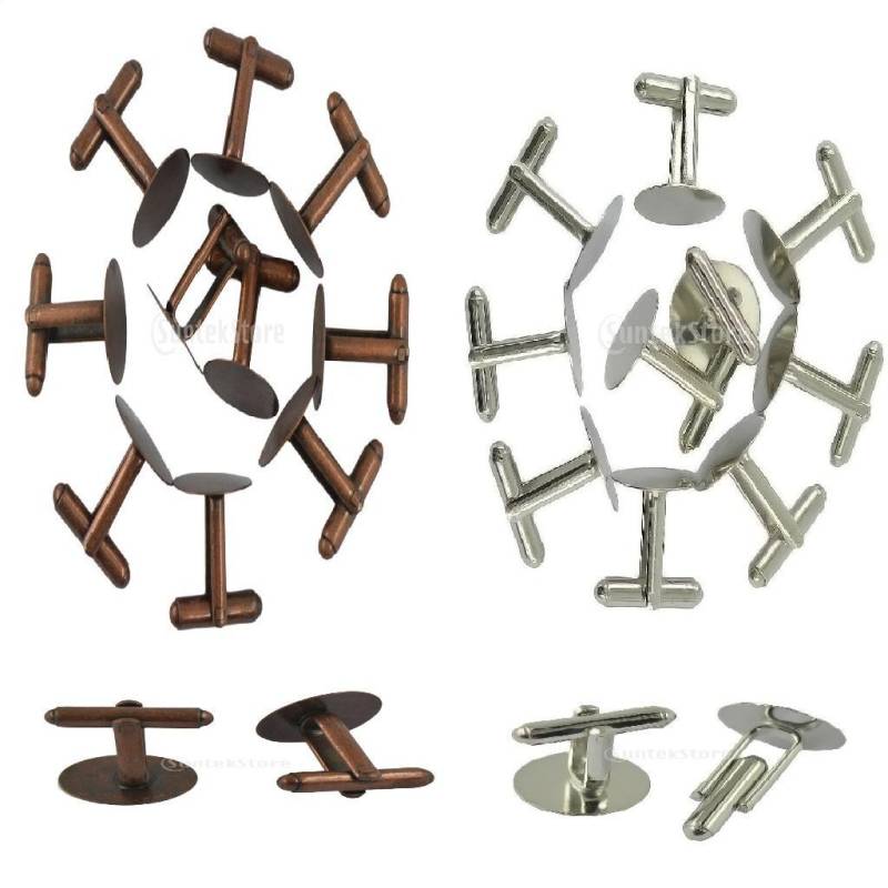 10 Stück leere Fassung Basis Pad Manschettenknöpfe DIY Hochzeit formelle Manschettenknöpfe Silber silber von Joom DACH