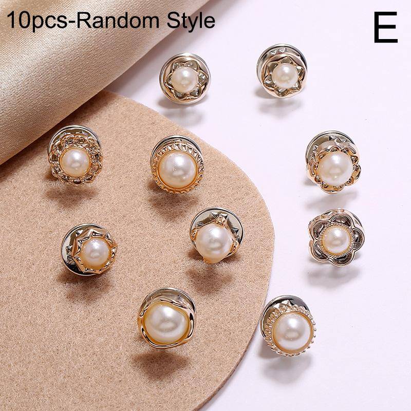 10 Stücke Frauen Kreative Schalknopf Schmuck Zubehör Strickjacke Kragen Geschenke Brosche Broschen Imitation Perle Kristall Corsage E von Joom DACH