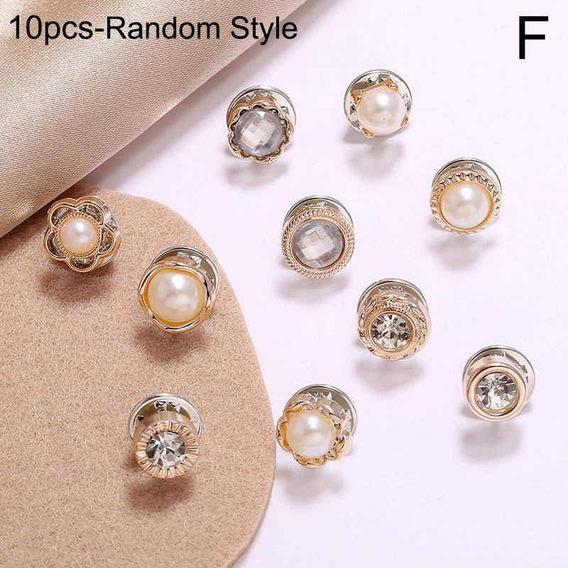 10 Stücke Frauen Kreative Schalknopf Schmuck Zubehör Strickjacke Kragen Geschenke Brosche Broschen Imitation Perle Kristall Corsage F von Joom DACH