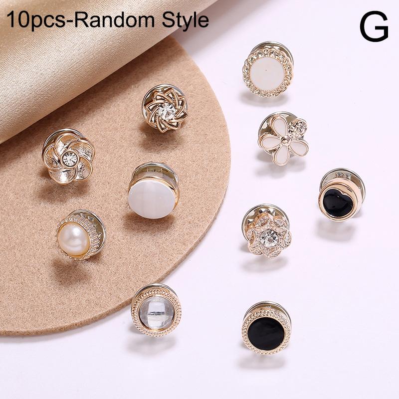 10 Stücke Frauen Kreative Schalknopf Schmuck Zubehör Strickjacke Kragen Geschenke Brosche Broschen Imitation Perle Kristall Corsage G von Joom DACH