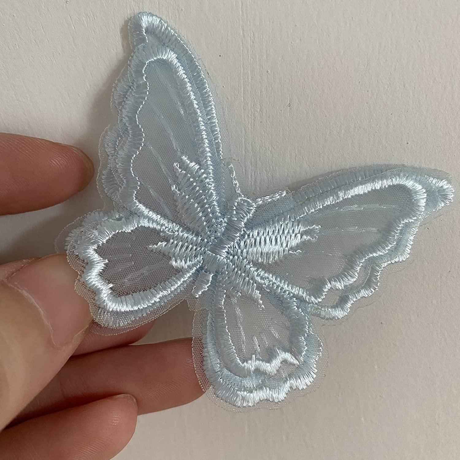 10 Stücke Schmetterling Doppelschichten Patch Stickerei Nähen Spitze Reparatur DIY Handwerk Dekor Applikation 6*5 CM blau von Joom DACH