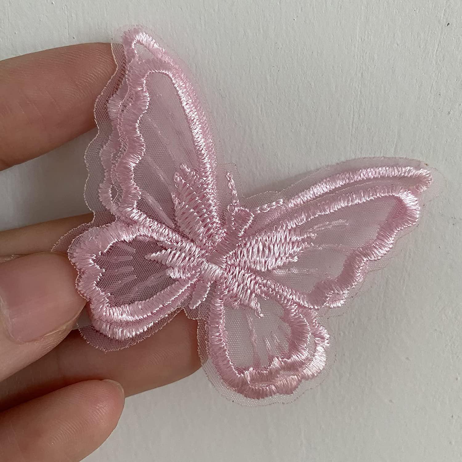 10 Stücke Schmetterling Doppelschichten Patch Stickerei Nähen Spitze Reparatur DIY Handwerk Dekor Applikation 6*5 CM rosa von Joom DACH