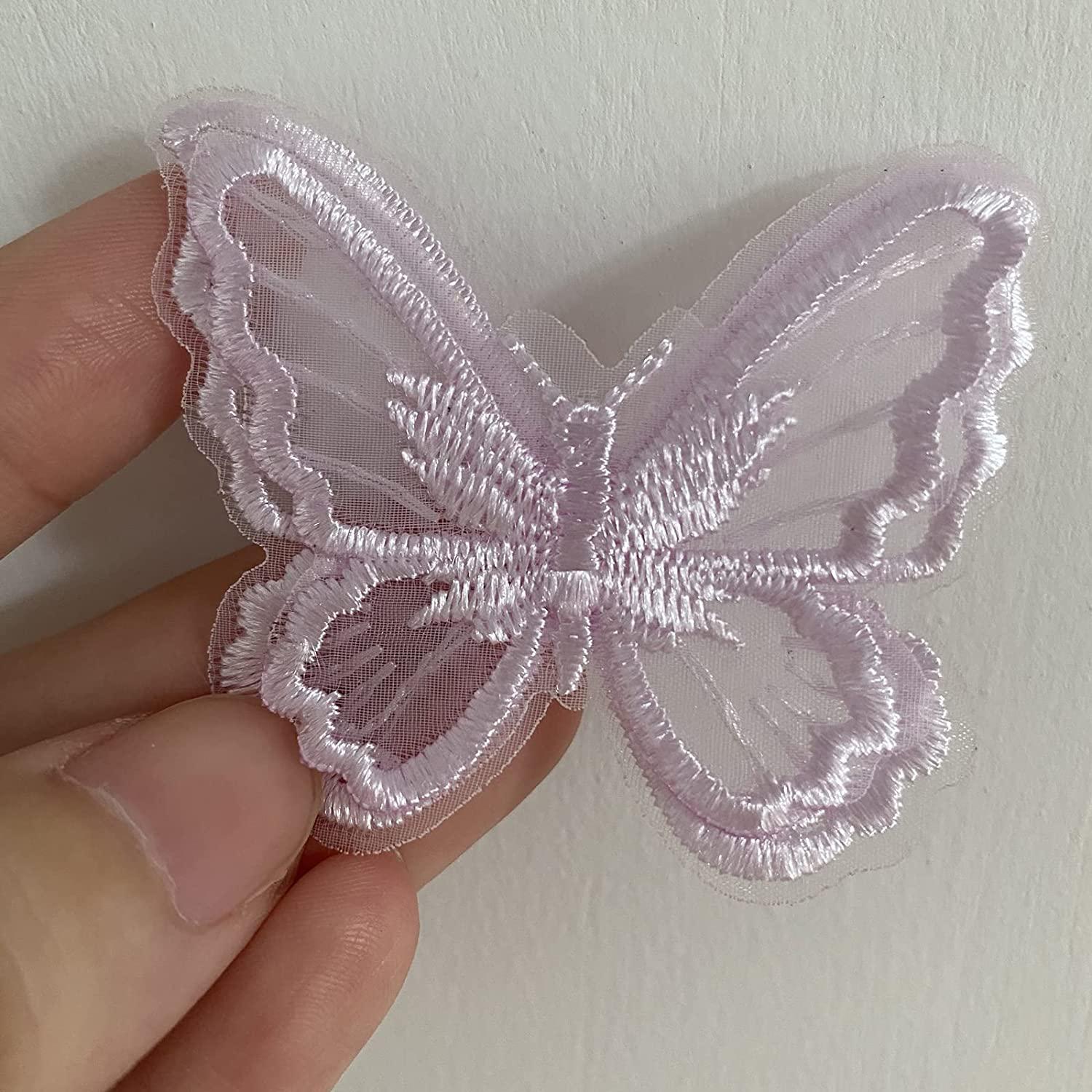10 Stücke Schmetterling Doppelschichten Patch Stickerei Nähen Spitze Reparatur DIY Handwerk Dekor Applikation 6*5 CM violett von Joom DACH