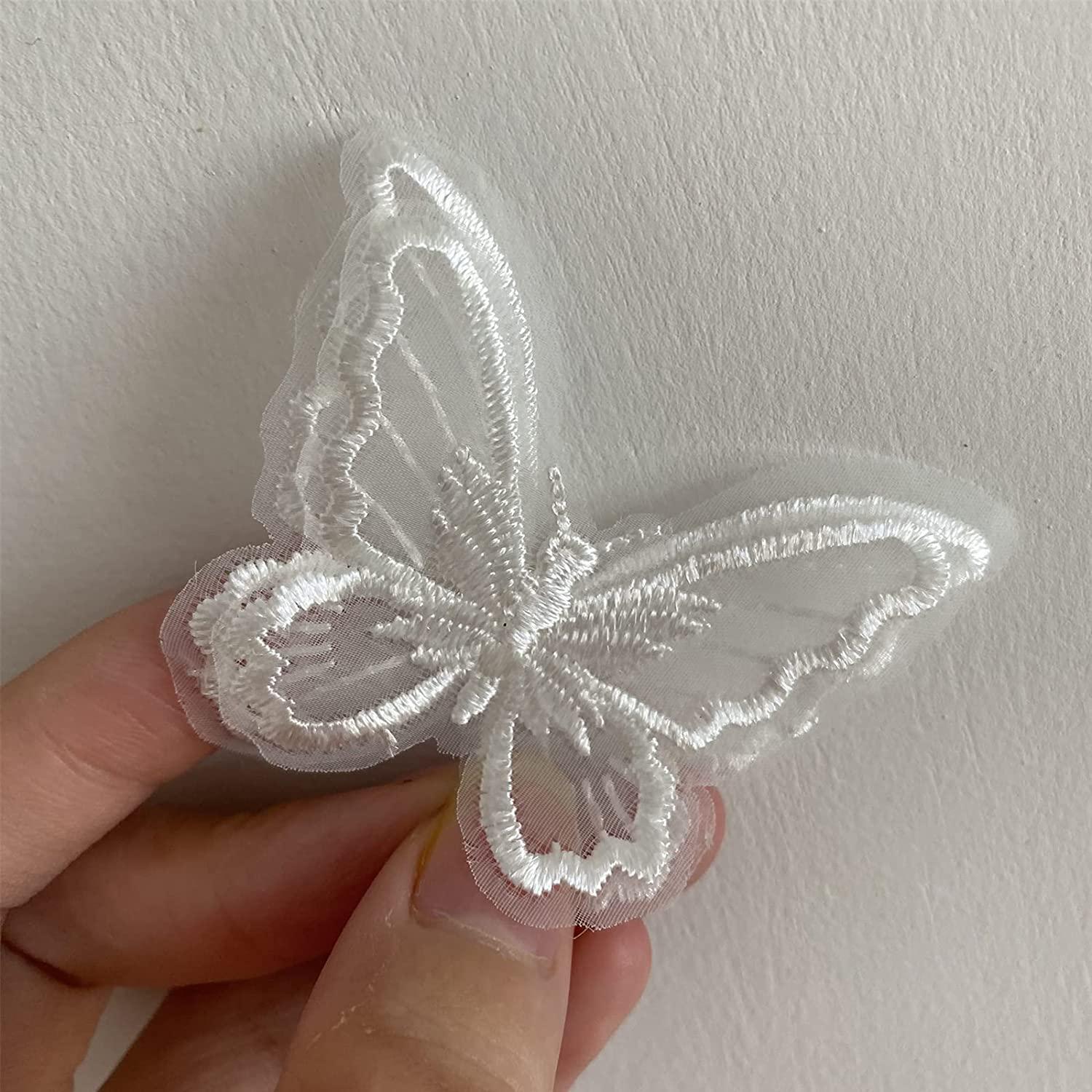10 Stücke Schmetterling Doppelschichten Patch Stickerei Nähen Spitze Reparatur DIY Handwerk Dekor Applikation 6*5 CM weiß von Joom DACH