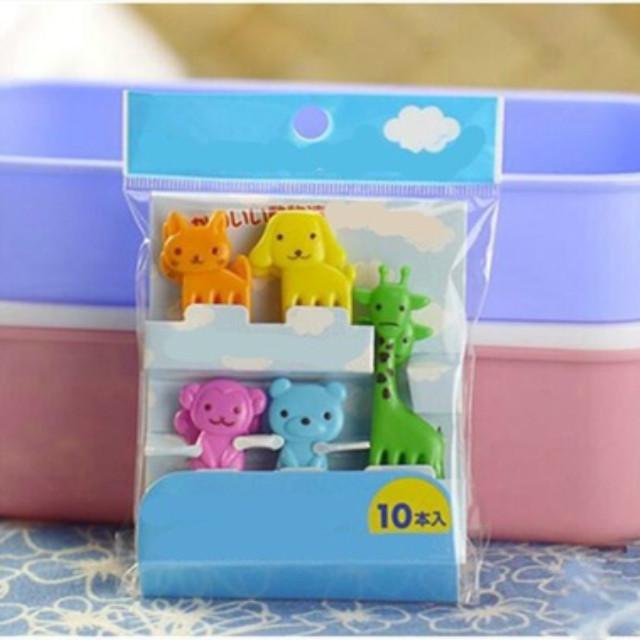 10 Teile/beutel Mini Cartoon Tier Bauernhof Zeichen Harz Obst Gabel Zahnstocher Kinder Bento Mittagessen Geschirr Dekor von Joom DACH