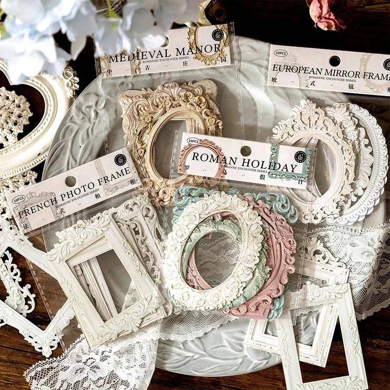 10 Teile/paket Hohl Geprägte Foto Rahmen Material Papier Junk Journal Planer Scrapbooking Vintage Dekorative DIY Handwerk Karton von Joom DACH