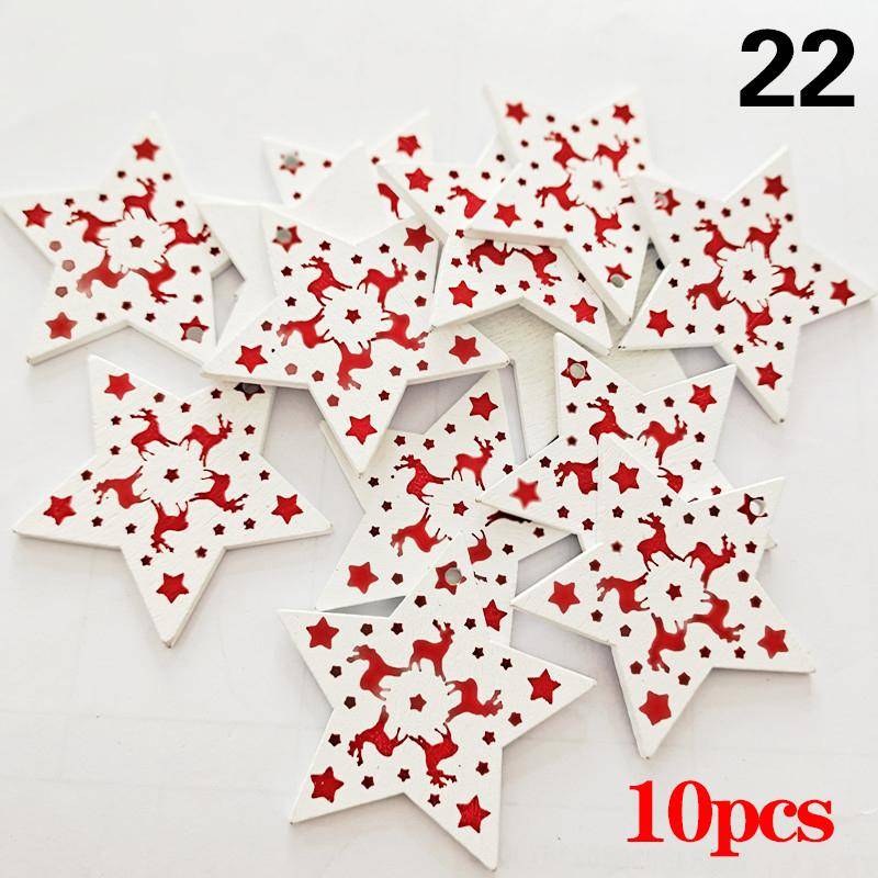 10 Teile/satz Natürliche Holz Weihnachten Ornamente Hängen Anhänger Kinder Spielzeug Schnee Elch von Joom DACH