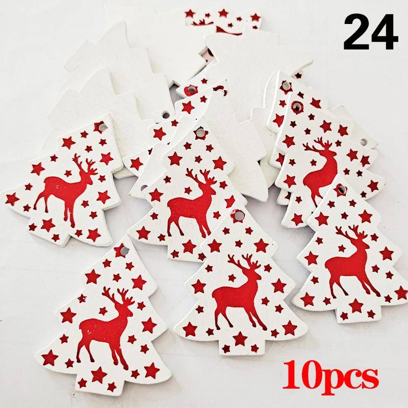 10 Teile/satz Natürliche Holz Weihnachten Ornamente Hängen Anhänger Kinder Spielzeug Schnee Elch von Joom DACH