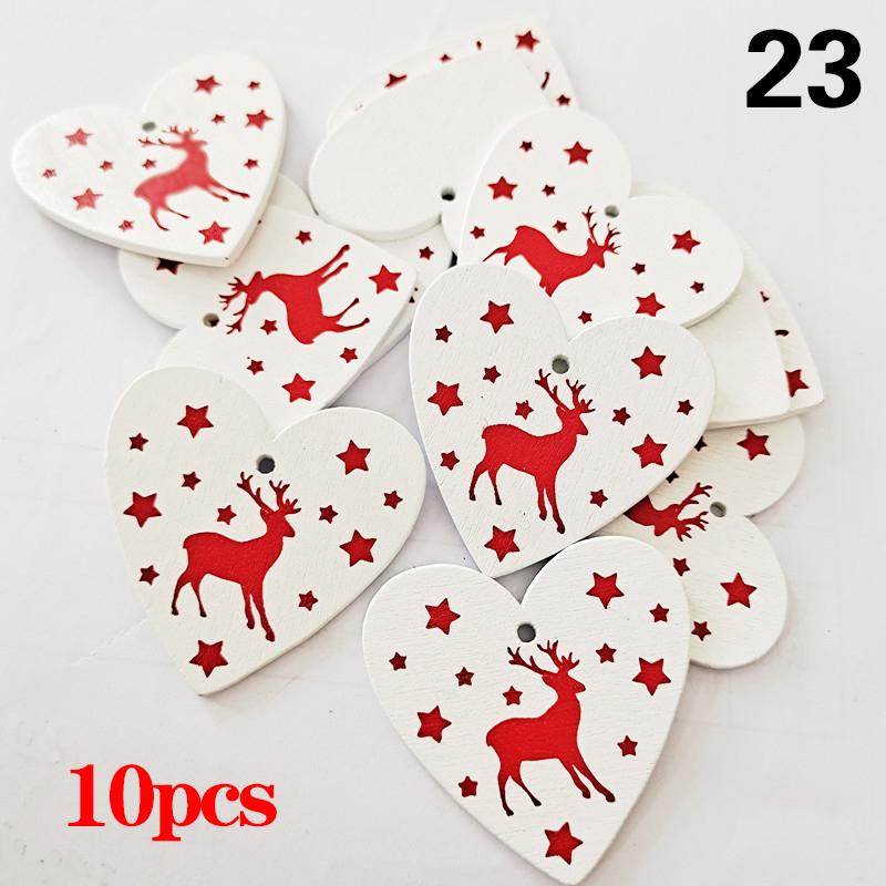 10 Teile/satz Natürliche Holz Weihnachten Ornamente Hängen Anhänger Kinder Spielzeug Schnee Elch von Joom DACH