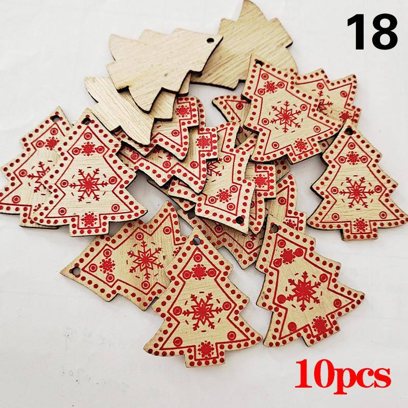 10 Teile/satz Natürliche Holz Weihnachten Ornamente Hängen Anhänger Kinder Spielzeug Schnee Elch von Joom DACH