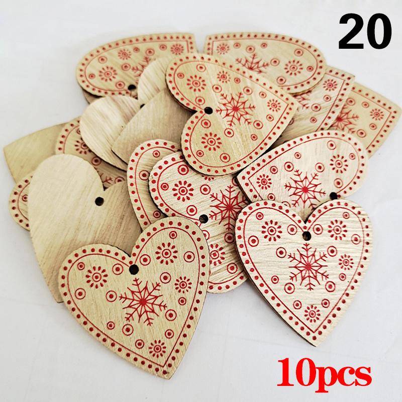 10 Teile/satz Natürliche Holz Weihnachten Ornamente Hängen Anhänger Kinder Spielzeug Schnee Elch von Joom DACH