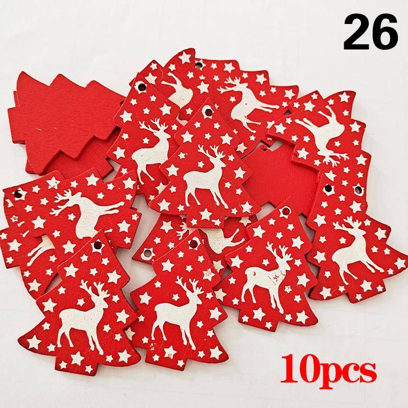 10 Teile/satz Natürliche Holz Weihnachten Ornamente Hängen Anhänger Kinder Spielzeug Schnee Elch von Joom DACH