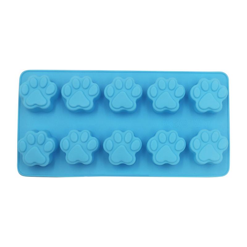 10 Zellen Hunde-Katzenpfoten-Silikon-Kuchenformen für Kekse, Gelee, Backform, Eisform blau von Joom DACH