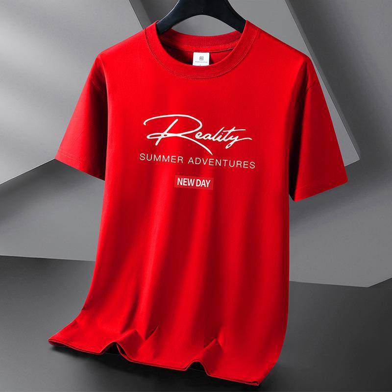 10 farben Reine Baumwolle Kurzarm T-shirt männer Casual Rundhals Lose T-shirt Große Größe S-6XL 5XL rot von Joom DACH