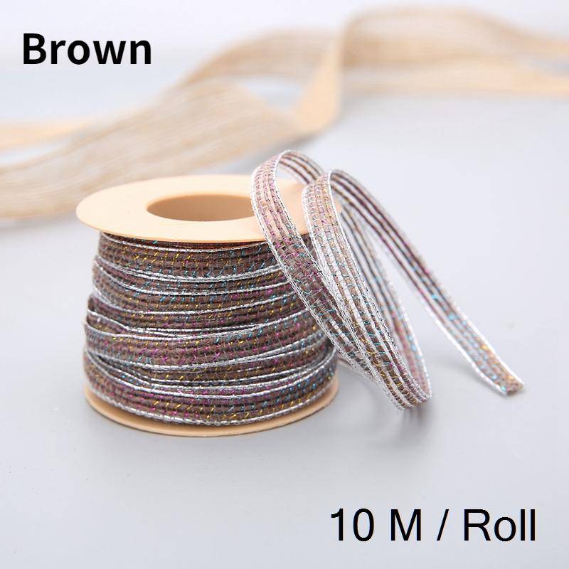 10 m/Rolle Vintage Jute Sackleinen Sackleinen Band mit Spitze rustikale Hochzeit Party Dekoration Weihnachten DIY Handwerk Geschenk Verpackung Gurtband braun von Joom DACH
