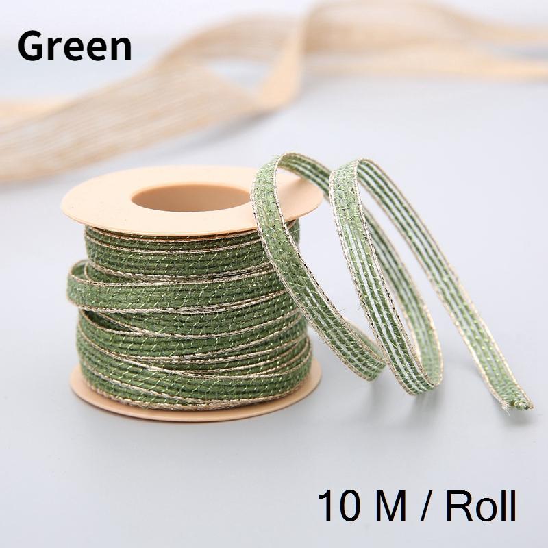 10 m/Rolle Vintage Jute Sackleinen Sackleinen Band mit Spitze rustikale Hochzeit Party Dekoration Weihnachten DIY Handwerk Geschenk Verpackung Gurtband grün von Joom DACH