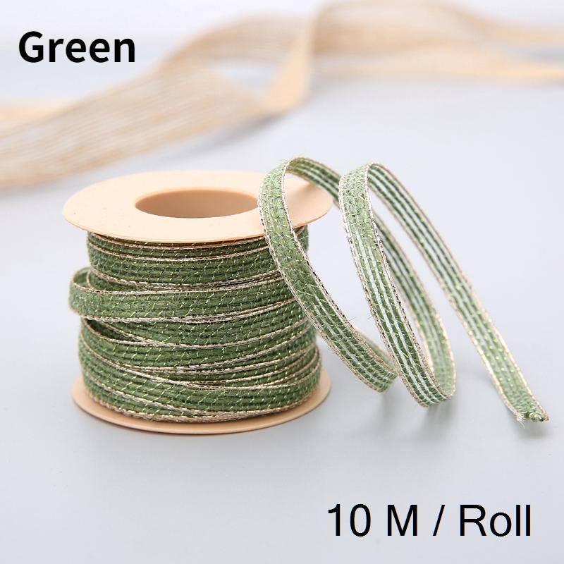 10 m/Rolle Vintage Jute Sackleinen Sackleinen Band mit Spitze rustikale Hochzeit Party Dekoration Weihnachten DIY Handwerk Geschenk Verpackung Gurtband grün von Joom DACH