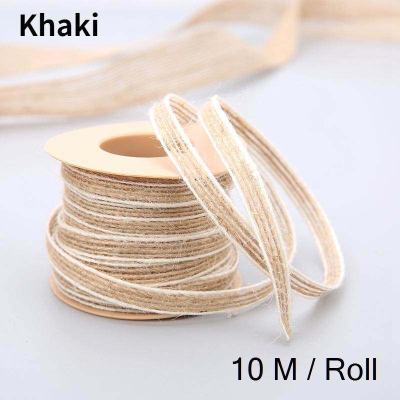 10 m/Rolle Vintage Jute Sackleinen Sackleinen Band mit Spitze rustikale Hochzeit Party Dekoration Weihnachten DIY Handwerk Geschenk Verpackung Gurtband khaki von Joom DACH