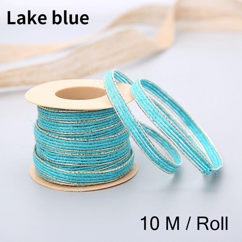 10 m/Rolle Vintage Jute Sackleinen Sackleinen Band mit Spitze rustikale Hochzeit Party Dekoration Weihnachten DIY Handwerk Geschenk Verpackung Gurtband see-blaue von Joom DACH