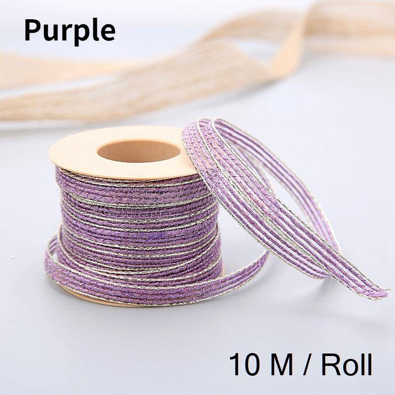 10 m/Rolle Vintage Jute Sackleinen Sackleinen Band mit Spitze rustikale Hochzeit Party Dekoration Weihnachten DIY Handwerk Geschenk Verpackung Gurtband violett von Joom DACH