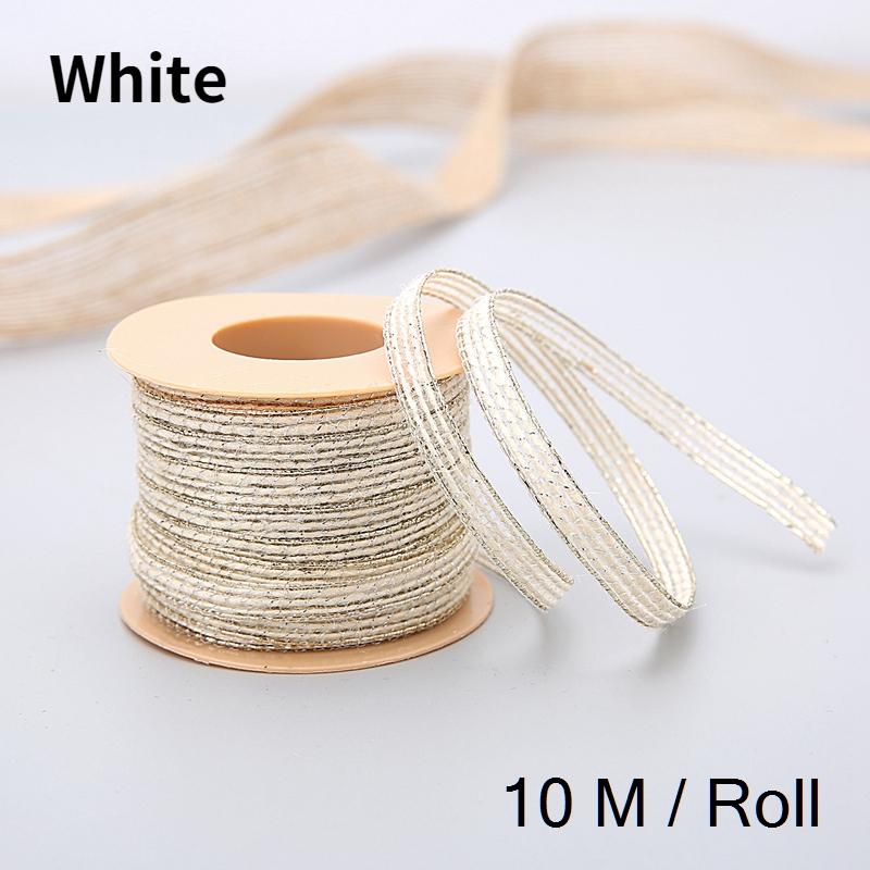 10 m/Rolle Vintage Jute Sackleinen Sackleinen Band mit Spitze rustikale Hochzeit Party Dekoration Weihnachten DIY Handwerk Geschenk Verpackung Gurtband weiß von Joom DACH
