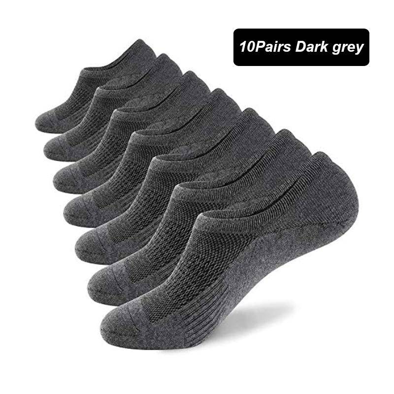 10 paar Männer Boot Socken Sommer Herbst Atmungs Mode Nicht-slip Unsichtbare Baumwolle Socken Männliche Söckchen Hohe Qualität Größe 38-45 EUR38-45 dunkelgrau von Joom DACH