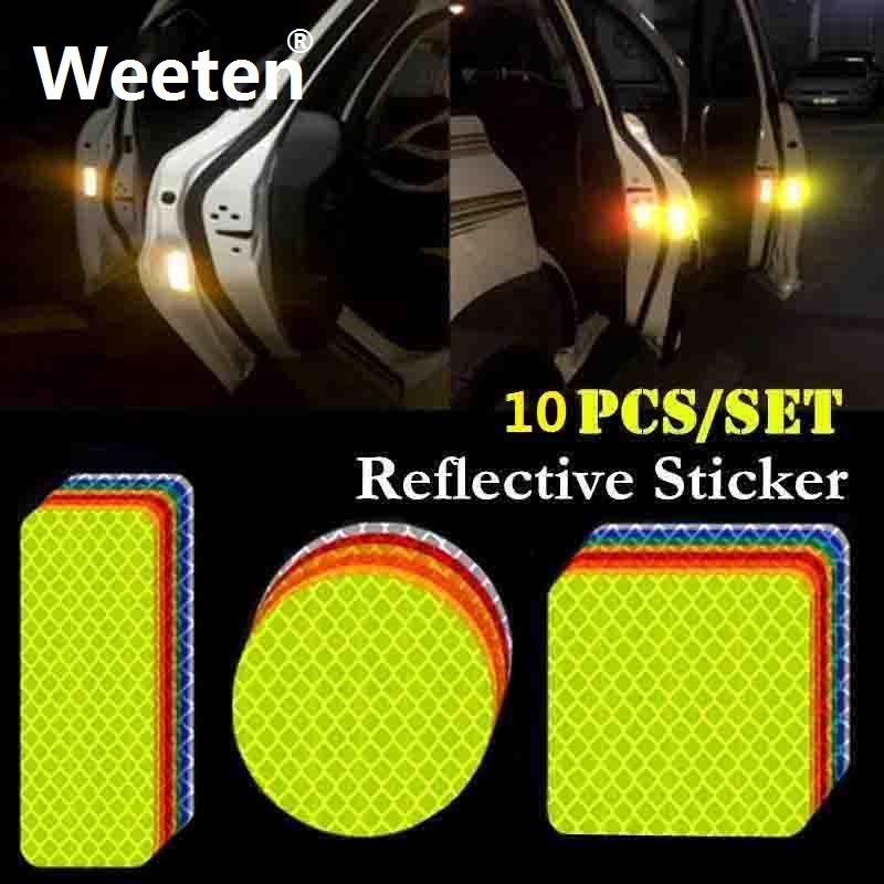 10 stück Auto Reflektierende Warn Streifen Aufkleber Aufkleber Auto Styling Selbst Klebe Warnband Auto Zubehör 10 Pieces-Round gelb von Joom DACH