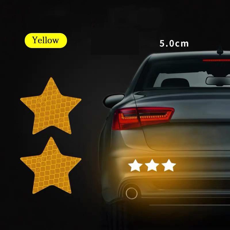 10 stück Auto Reflektierende Warn Streifen Aufkleber Aufkleber Auto Styling Selbst Klebe Warnband Auto Zubehör 10 Pieces-Star gelb von Joom DACH