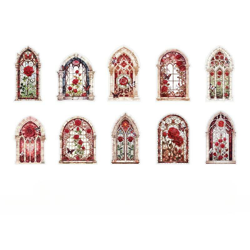 10 stücke Blumen Fenster Aufkleber PET Materialien Collage Junk Journal DIY Scrapbooking Liefert Ästhetik Decor Aufkleber von Joom DACH