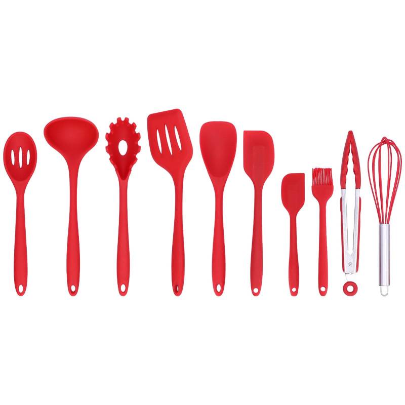 10-teiliges Set Silikon Küchenutensilien Küchengeschirr Antihaft Spatel Löffel Schneebesen Pinsel L(for 6.5-9kg) von Joom DACH