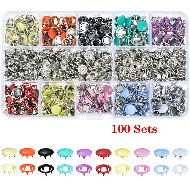 100/200 Sets Zangen Werkzeug Kit Nähen Knöpfe Verschiedene Farben Metall Druckknöpfe Druckknöpfe Snap On 100 Sets von Joom DACH