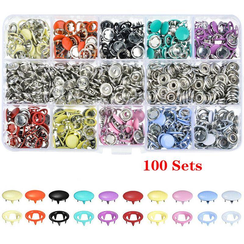 100/200 Sets Zangen Werkzeug Kit Nähen Knöpfe Verschiedene Farben Metall Druckknöpfe Druckknöpfe Snap On 100 Sets von Joom DACH