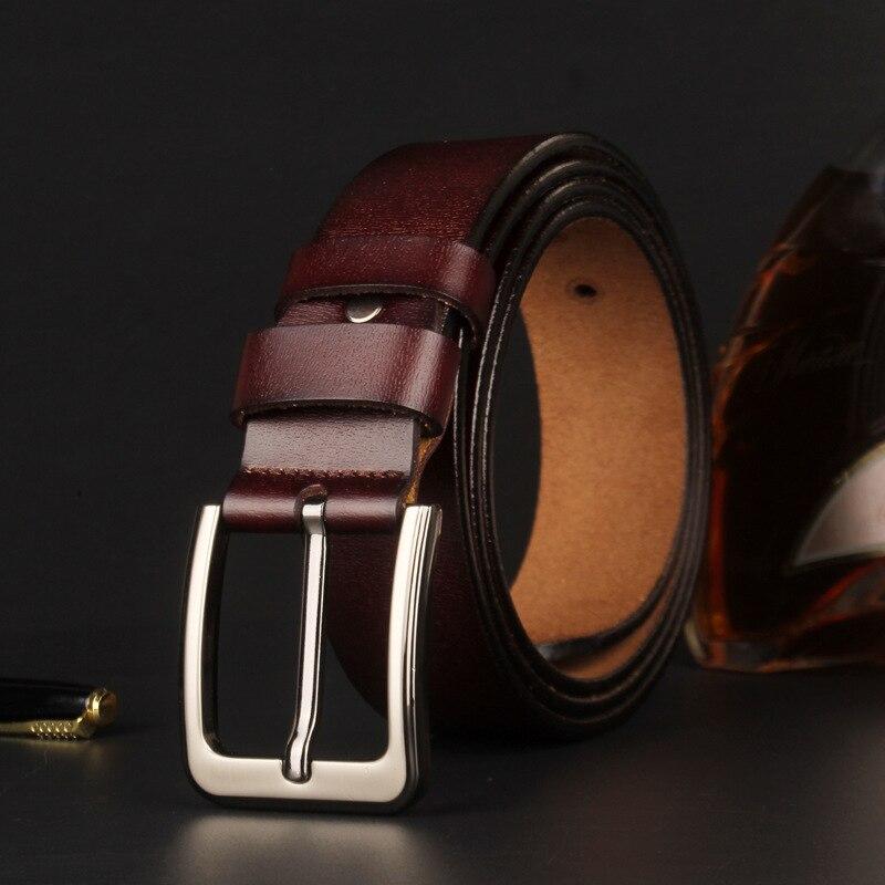 100-170 cm Echte Kuh Echtes Leder Gürtel für Mann Hohe Qualität Plus Lange Größe Männlich Pin Schnalle Taille gurtband 150cm dunkelbraune von Joom DACH