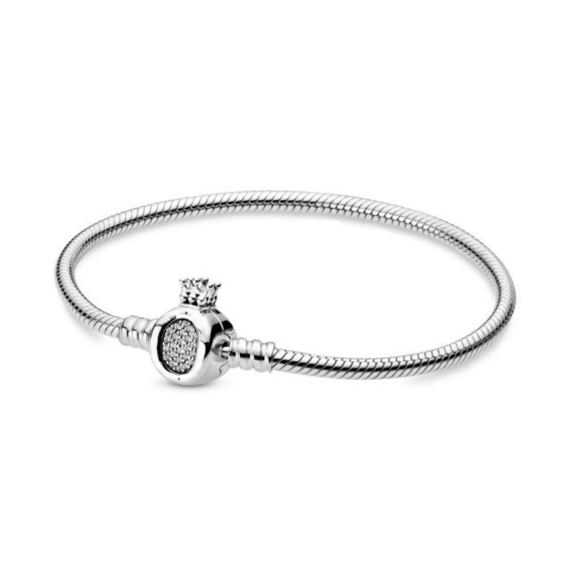 100 % 925 Sterling Silber Armband für Frauen passend für Original Pan Charm Kette Schlangenarmband Kronenstil Klassischer DIY-Schmuck 18cm von Joom DACH