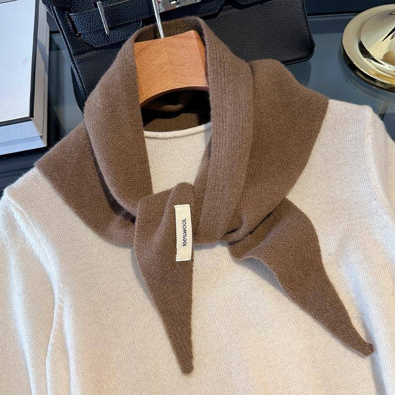 100% Australische Reine Wolle Gestrickter Dreiecksschal für Damen Kopftuch, Luxuriöses und Lässiges Warmes Vielseitiges Tuch für Damen 110*40cm kaffeebraun von Joom DACH