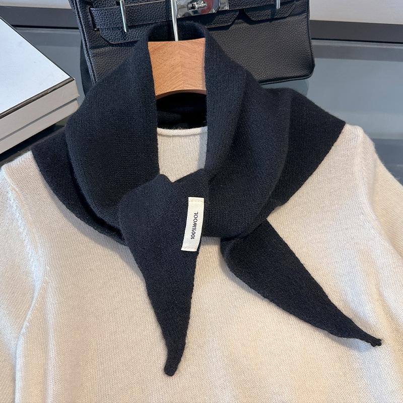 100% Australische Reine Wolle Gestrickter Dreiecksschal für Damen Kopftuch, Luxuriöses und Lässiges Warmes Vielseitiges Tuch für Damen 110*40cm schwarz von Joom DACH