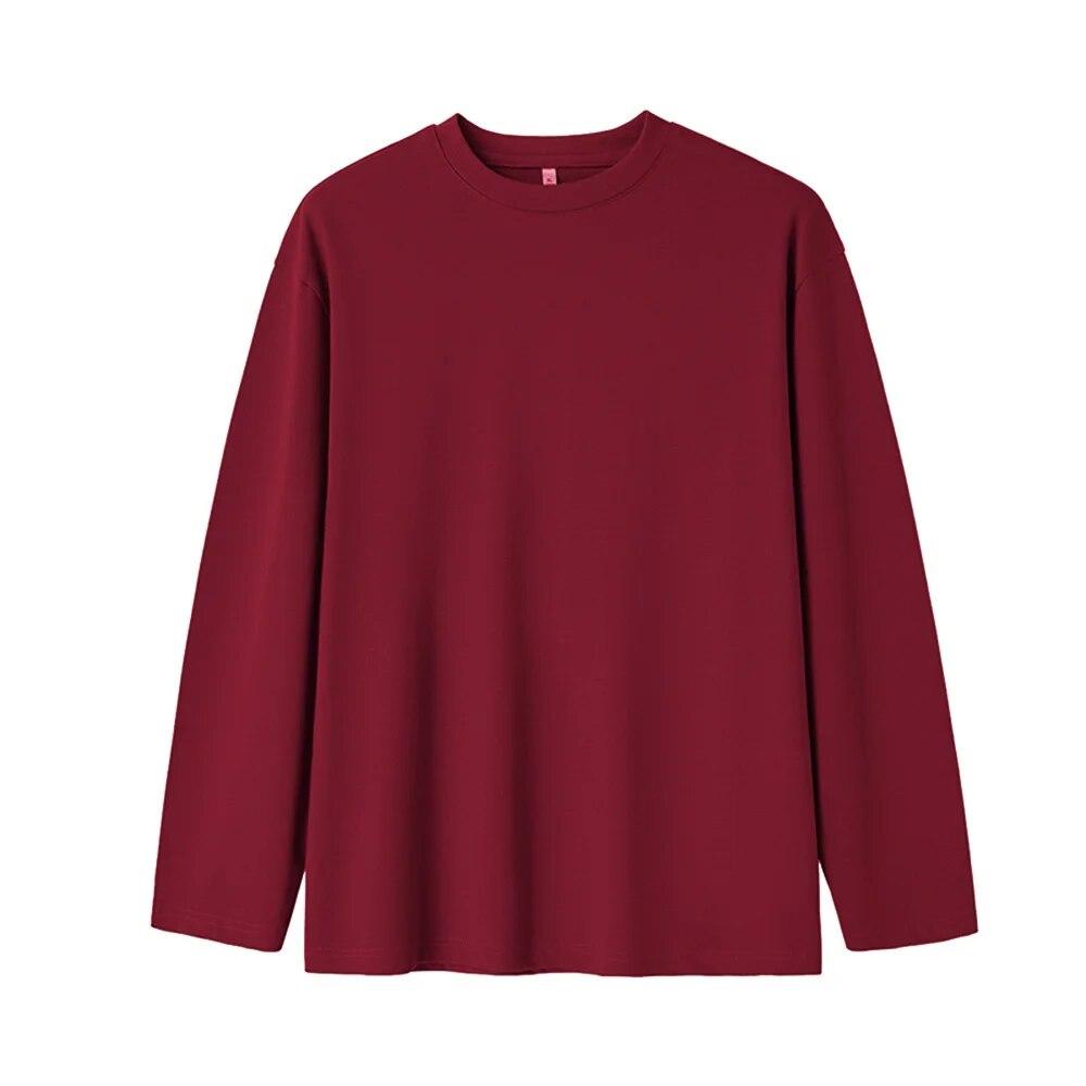 100 % Baumwolle, mehrfarbig, Herren-Langarm-T-Shirt, Damen, lässig, lockere T-Shirts, Basic-Stil, Hemdbluse, Tops, T-Shirts US XXXL bordeaux von Joom DACH