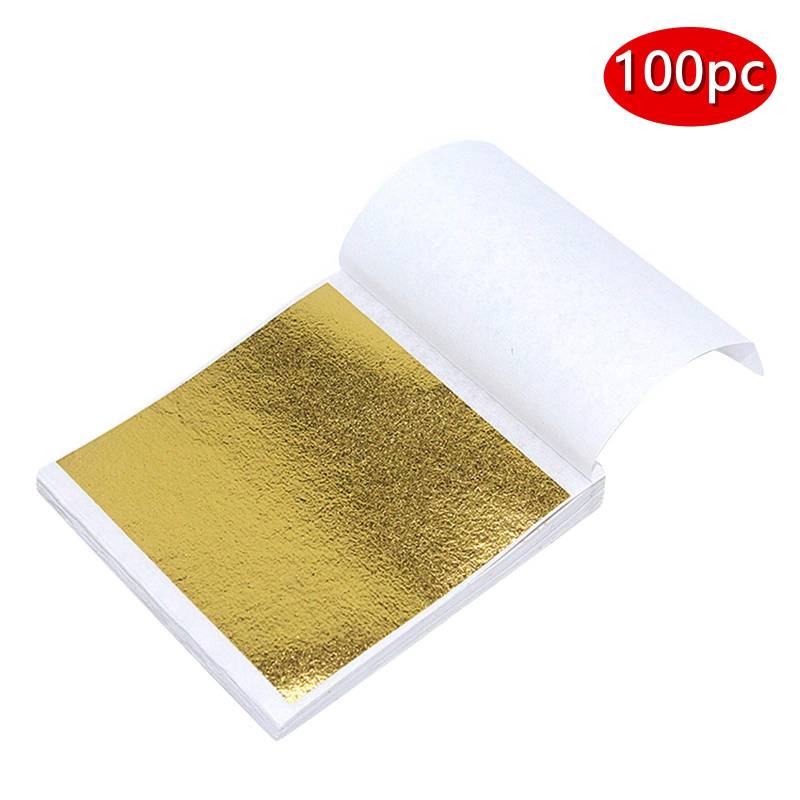 100 Blatt Nachahmung Goldfolie Papier Blattvergoldung DIY Kunst Handwerk Papier Geburtstag Party Hochzeit Kuchen Dessert Dekorationen A von Joom DACH