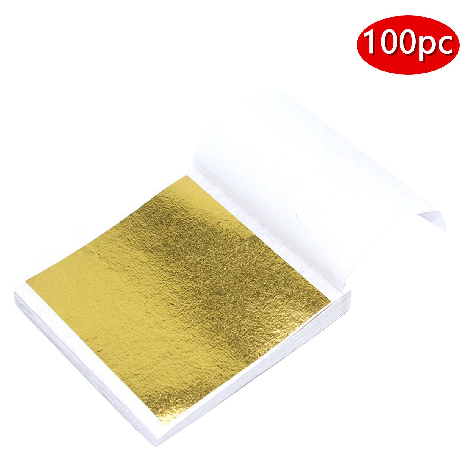 100 Blatt Nachahmung Goldfolie Papier Blattvergoldung DIY Kunst Handwerk Papier Geburtstag Party Hochzeit Kuchen Dessert Dekorationen B von Joom DACH
