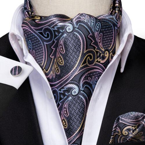 100 Farben Herren Seide Ascot Krawatte Vintage Krawatte Paisley Schal Einstecktuch Manschettenknöpfe Set AS-1004 von Joom DACH