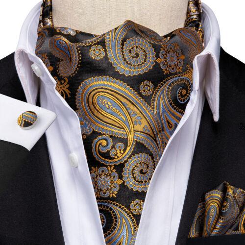 100 Farben Herren Seide Ascot Krawatte Vintage Krawatte Paisley Schal Einstecktuch Manschettenknöpfe Set AS-1091 von Joom DACH