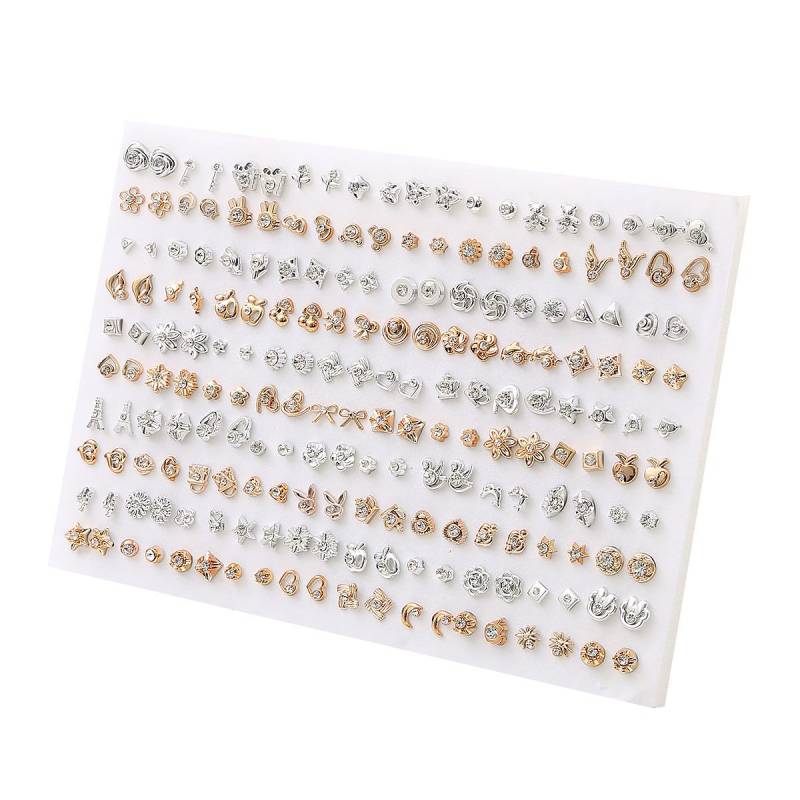 100 Paare/los Frauen Kleine Ohrstecker Sets Kristall Mädchen Kind Stern Herz Mond Ohrring Schmuck von Joom DACH