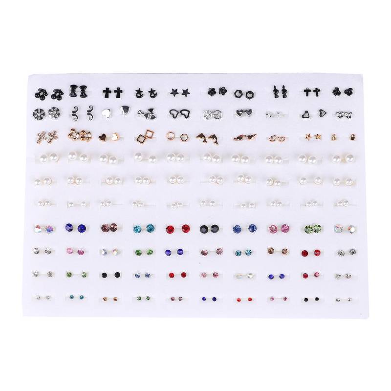 100 Paare/los Frauen Kleine Ohrstecker Sets Kristall Mädchen Kind Stern Herz Mond Ohrring Schmuck von Joom DACH