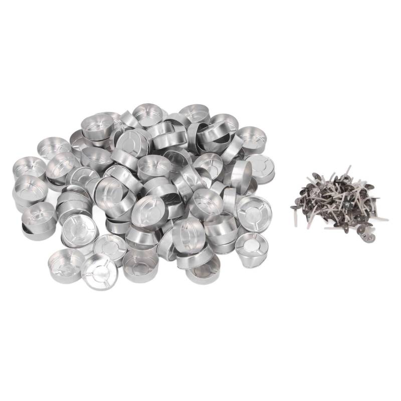 100 Set Kerzenwachsbehälter Aluminium Teelichthalter mit Kerzendocht für Hochzeiten Partys Zuhause von Joom DACH