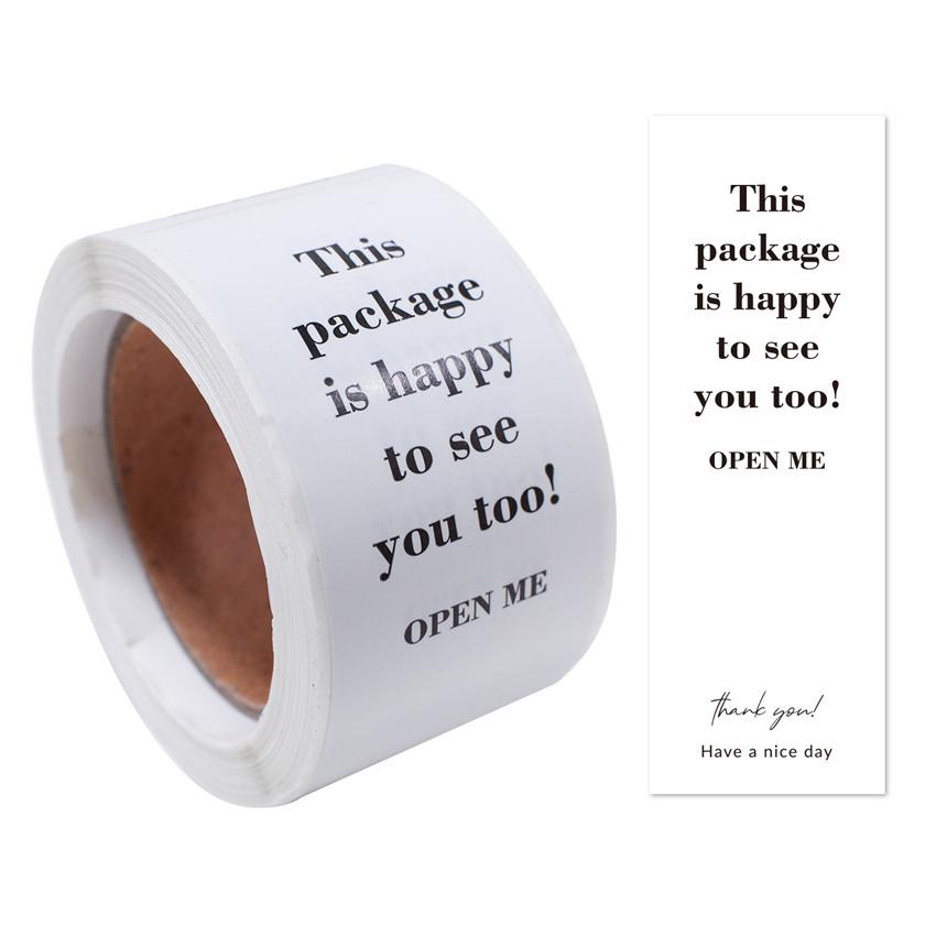 100 Stück/Rolle „This Package Is Happy To See You Too“-Aufkleber, kleine Unternehmen, Geschenkbox, Verpackung, Dekoration, Dankeschön-Aufkleber, Siegeletiketten von Joom DACH